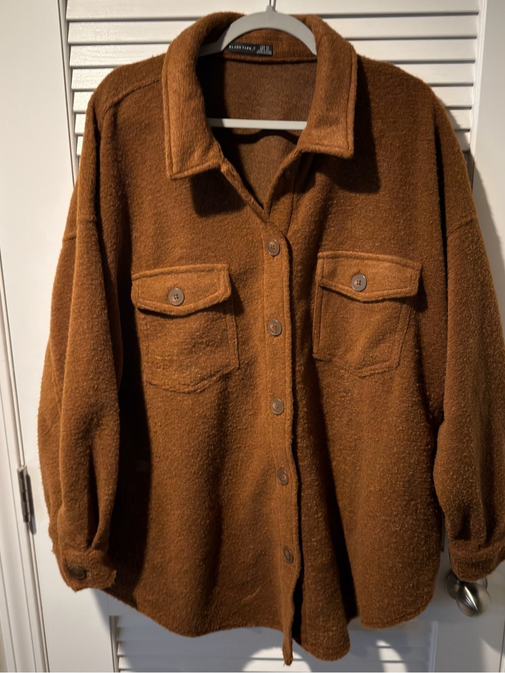 Black Tape_ Brown Teddy Shacket Jacket